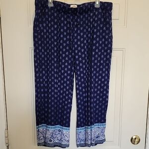 St. John's Bay Navy Floral Pull On Elastic Waist Pants NEW wo Tag